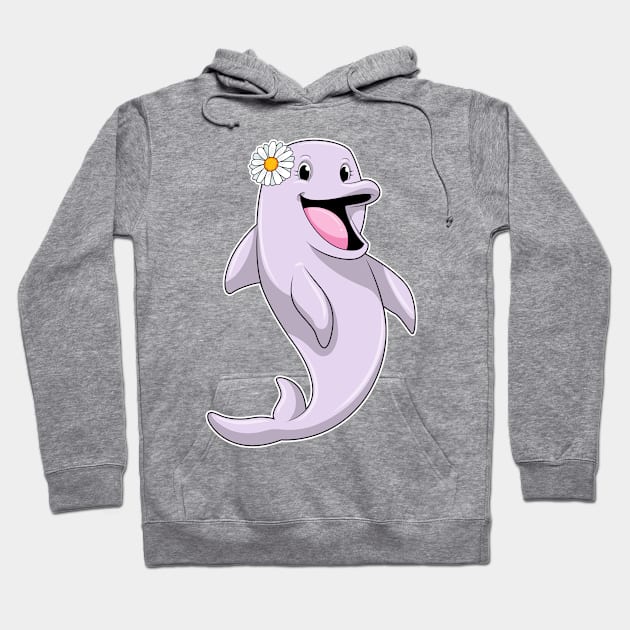 Dolphin with Daisy Flower Hoodie by Markus Schnabel